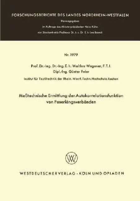 Buy Meßtechnische Ermittlung Der Autokorrelationsfunktion Von Faserlängsverbänden (English, Walther Wegener) Online at Best Price - BookBajar