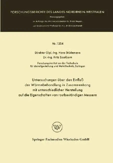 Buy Untersuchungen Über Den Einfluß Der Wärmebehandlung in Zusammenhang Mit Unterschiedlicher Herstellun (English, Hans Stüdemann) Online at Best Price - BookBajar