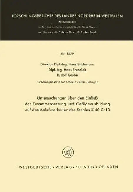 Buy Untersuchungen Über Den Einfluß Der Zusammensetzung Und Gefügeausbildung Auf Das Anlaßverhalten Des (English, Hans Stüdemann) Online at Best Price - BookBajar