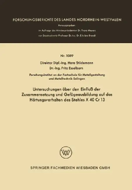 Buy Untersuchungen über den Einfluß der Zusammensetzung und Gefügeausbildung auf das Härtungsverhalten d (English, Hans Stüdemann) Online at Best Price - BookBajar