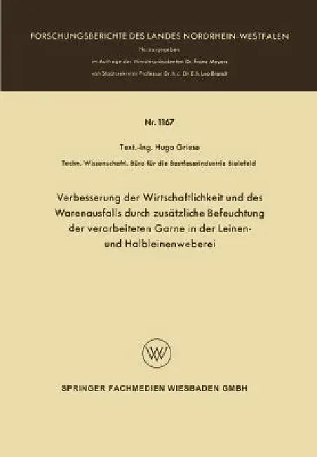 Buy Verbesserung Der Wirtschaftlichkeit Und Des Warenausfalls Durch Zusätzliche Befeuchtung Der Verarbei (English, Hugo Griese) Online at Best Price - BookBajar