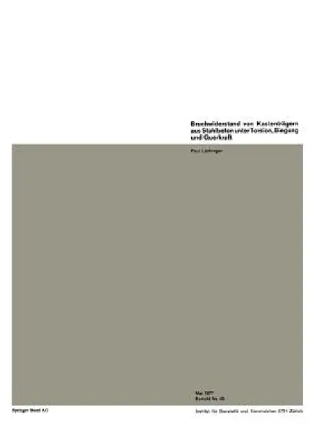 Buy Bruchwiderstand Von Kastenträgern Aus Stahlbeton Unter Torsion, Biegung Und Querkraft (English, P. Lüchinger) Online at Best Price - BookBajar