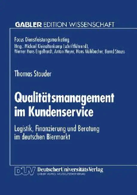 Buy Qualitätsmanagement Im Kundenservice (English, Thomas Stauder) Online at Best Price - BookBajar