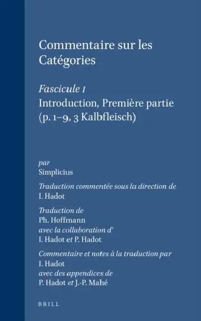 Buy Commentaire sur les Catégories (English, J. -P Mahé | P. Hadot | Ph. Hoffmann) Online at Best Price - BookBajar